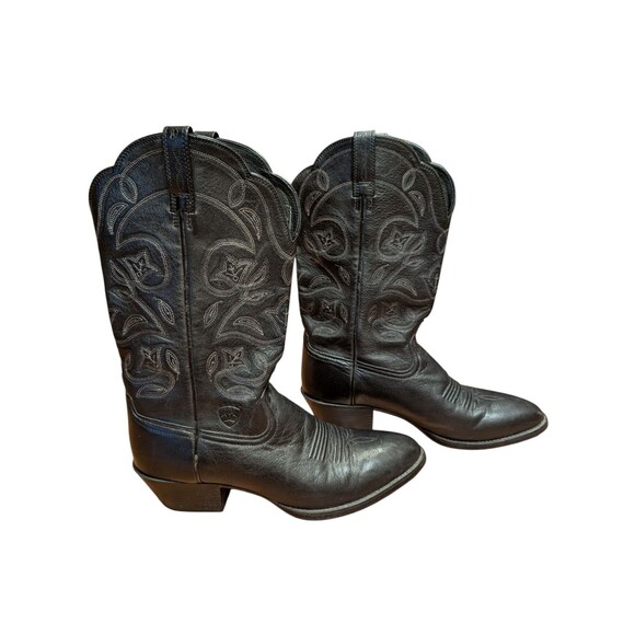 ARIAT Heritage Round Toe Boot Women’s Sz 8 B Black Leather Western Vintage - Picture 2 of 2